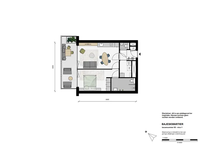2-kamerappartement 54 tot 59 m2