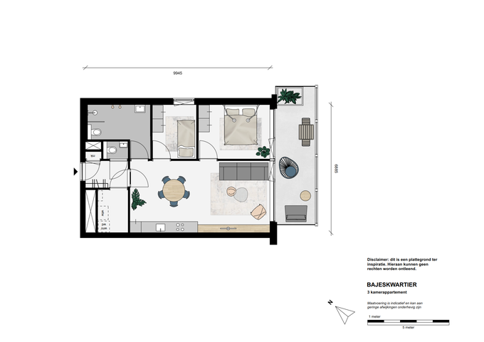 3-kamerappartement 60 tot 70 m2